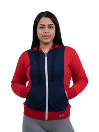 ZHACOIRY Unisex Color-Block Zip-Up hoodies – Red/Navy
