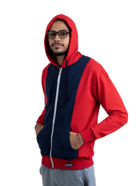 ZHACOIRY Unisex Color-Block Zip-Up hoodies – Red/Navy