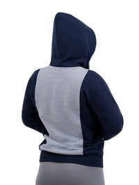 ZHACOIRY Unisex Color-Block Zip-Up hoodies - Navy/Grey