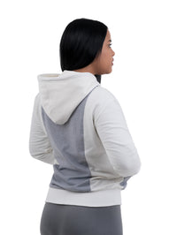 ZHACOIRY Unisex Color-Block Zip-Up hoodies - White/Gray