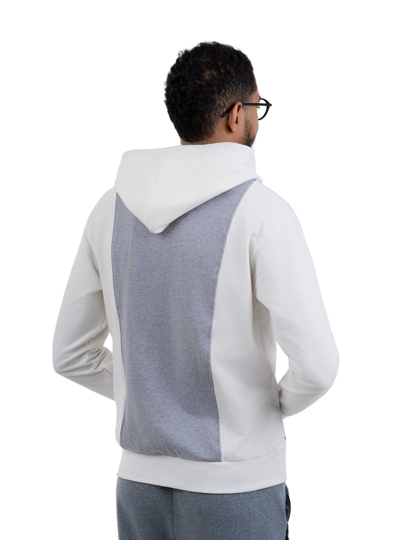 ZHACOIRY Unisex Color-Block Zip-Up hoodies - White/Gray