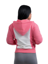 ZHACOIRY Unisex Color-Block Zip-Up hoodies - Pink/White