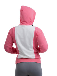 ZHACOIRY Unisex Color-Block Zip-Up hoodies - Pink/White